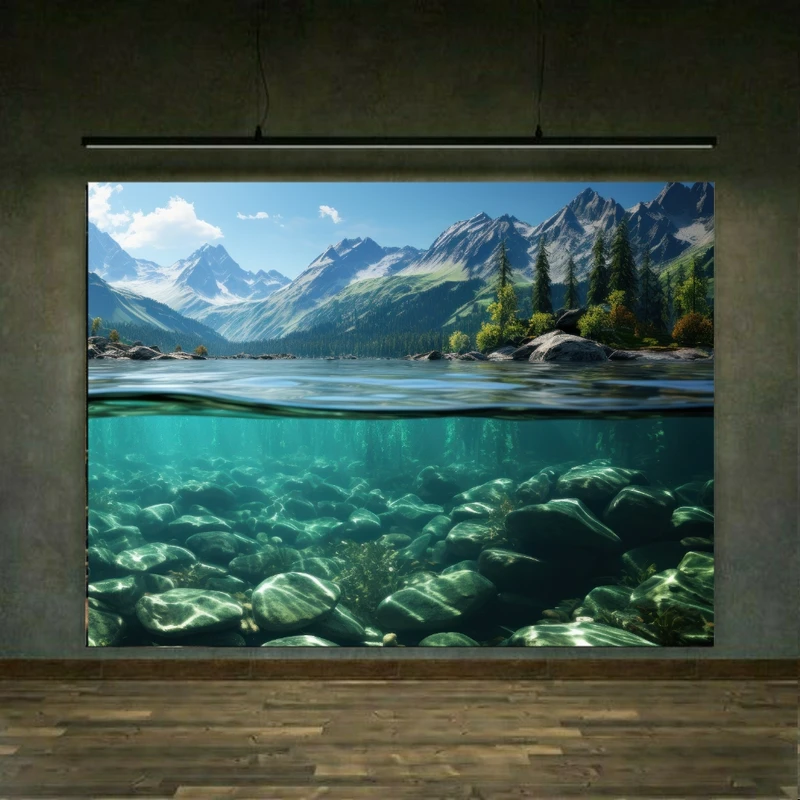 تابلو بوم طرح طبیعت مدل کوهستان برفی کد BK23517