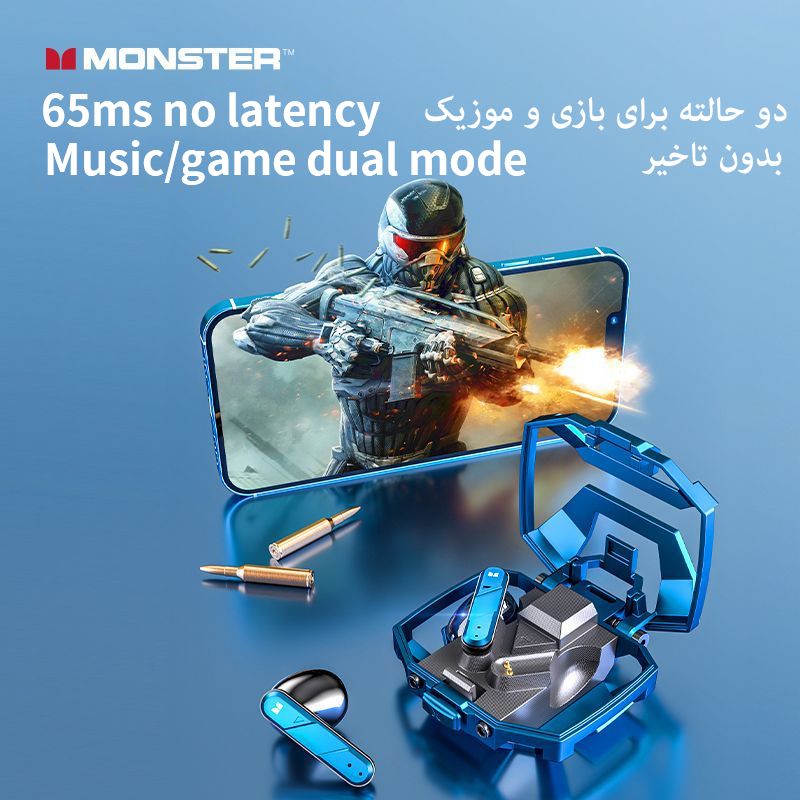 هدفون مخصوص بازی بلوتوثی مانستر مدل AirMars XKT09 -  - 7