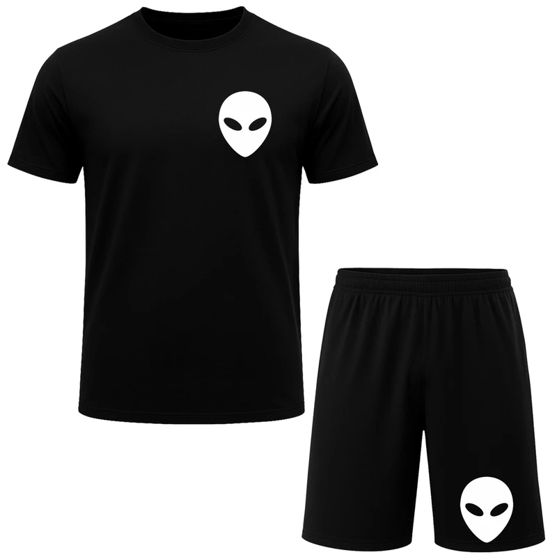 ست تی شرت آستین کوتاه  و شلوارک راحتی مردانه مدل فضایی کد A74