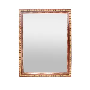 آینه خاتم کاری چوبی صنایع دستی فاخر مدل سنتی طرح تک گل کد 44p34in4030