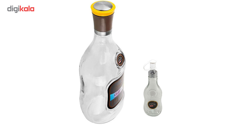 بطری آب زیباسازان مدل GLASSY BOTTLE به همراه یک آبلیمو خوری