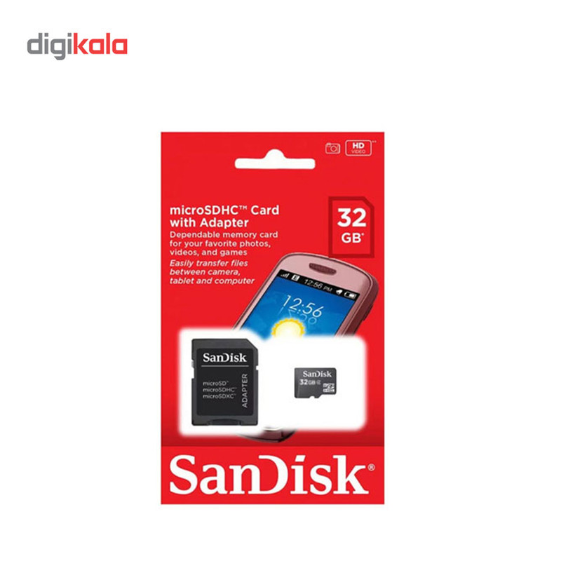 کارت حافظه microSDHC سن دیسک سری SDSDQM ظرفیت 32گیگابایت به همراه آداپتور SD