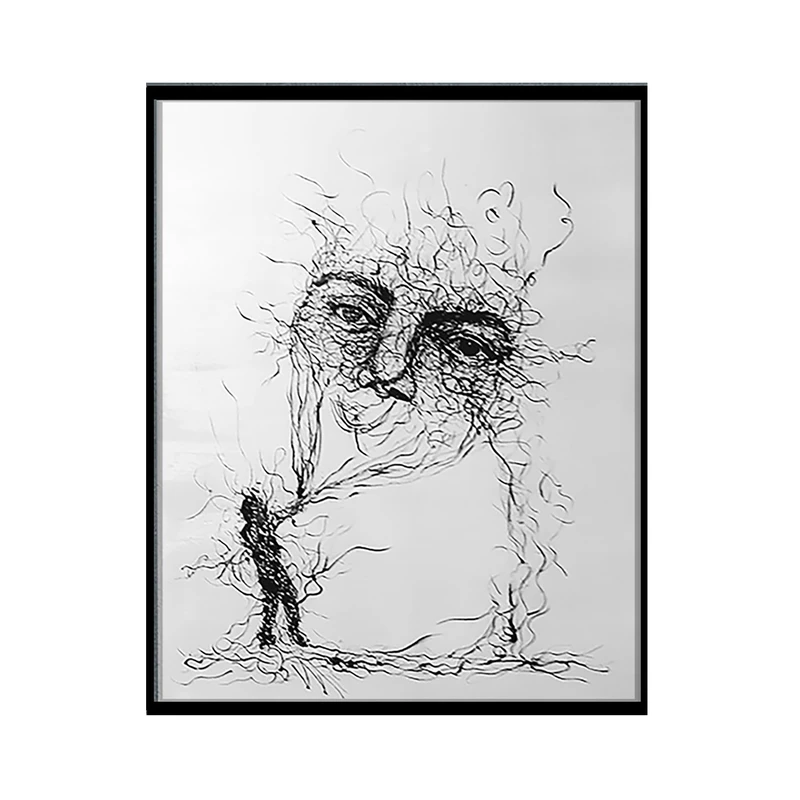 تابلو نقاشی اکرولیک طرح چهره نخی