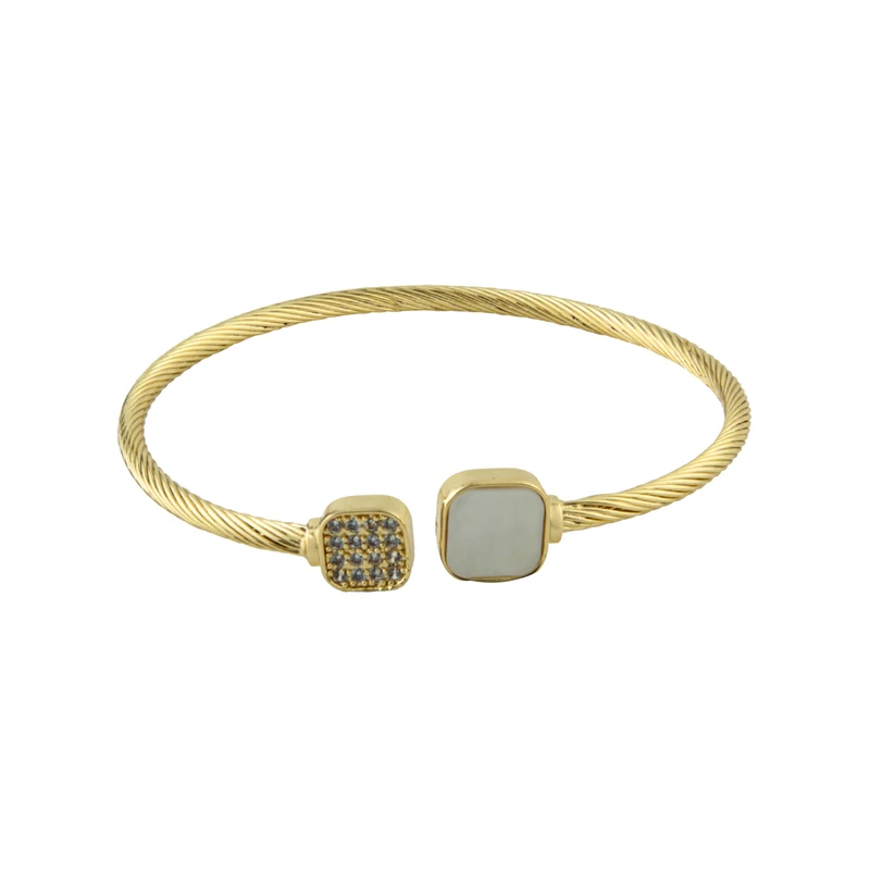 دستبند النگویی زنانه مدل بنگل طرح مربع کد 1762