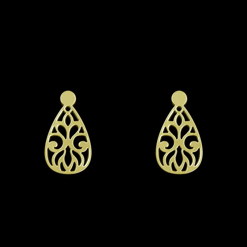 گوشواره طلا 18 عیار زنانه مدوپد مدل اسلیمی کد GA1-15260