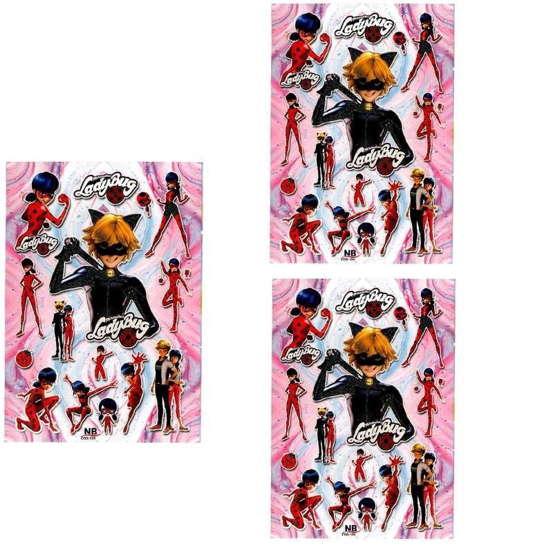 استیکر کودک طرح دختر کفشدوزکی و پسر گربه ای کد NB 109 بسته 3 عددی