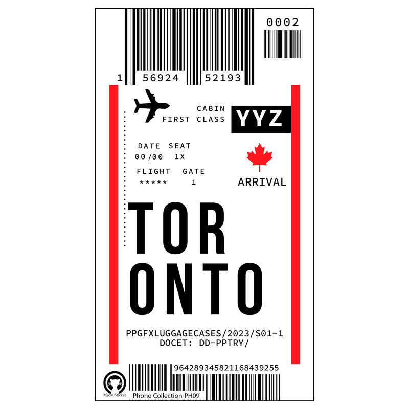 برچسب تزئینی موبایل و تبلت مدل تیکت تورنتو- کد PH09