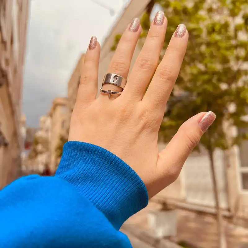 انگشتر زنانه مدل رعد و برق مجموعه 2 عددی