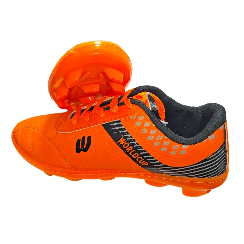 کفش فوتبال مدل WORLDCUP چمنی استوک دار رنگ نارنجی