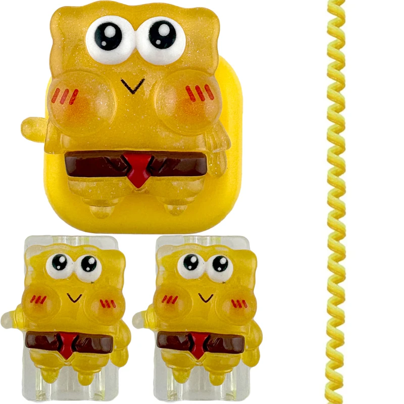 محافظ کابل مدل باب اسفنجی به همراه محافظ شارژ دیواری مجموعه 4 عددی