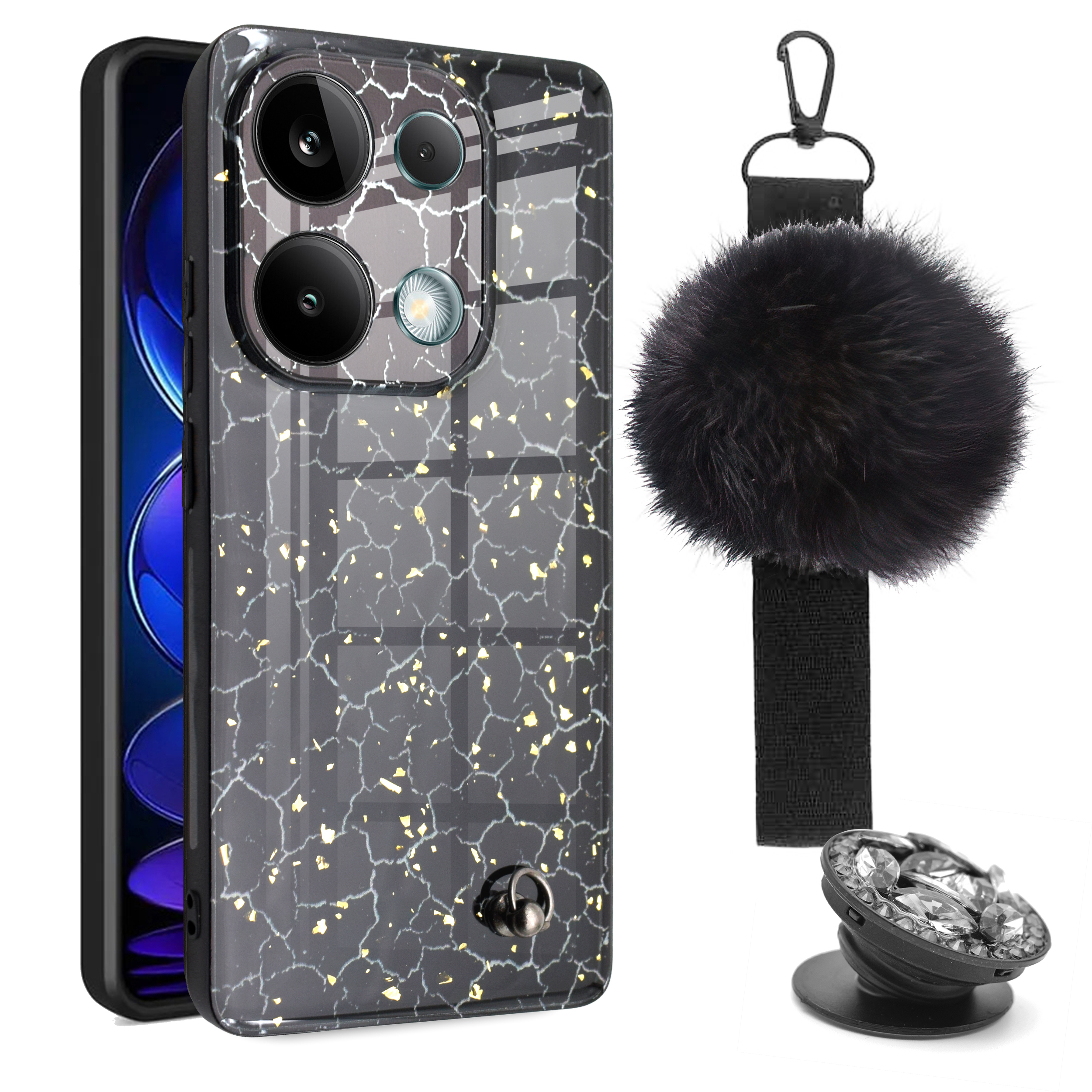 کاور مدل پام پام مناسب برای گوشی موبایل شیائومی Poco M6 Pro 4G / Redmi Note 13 Pro 4G به همراه بند و پایه نگهدارنده