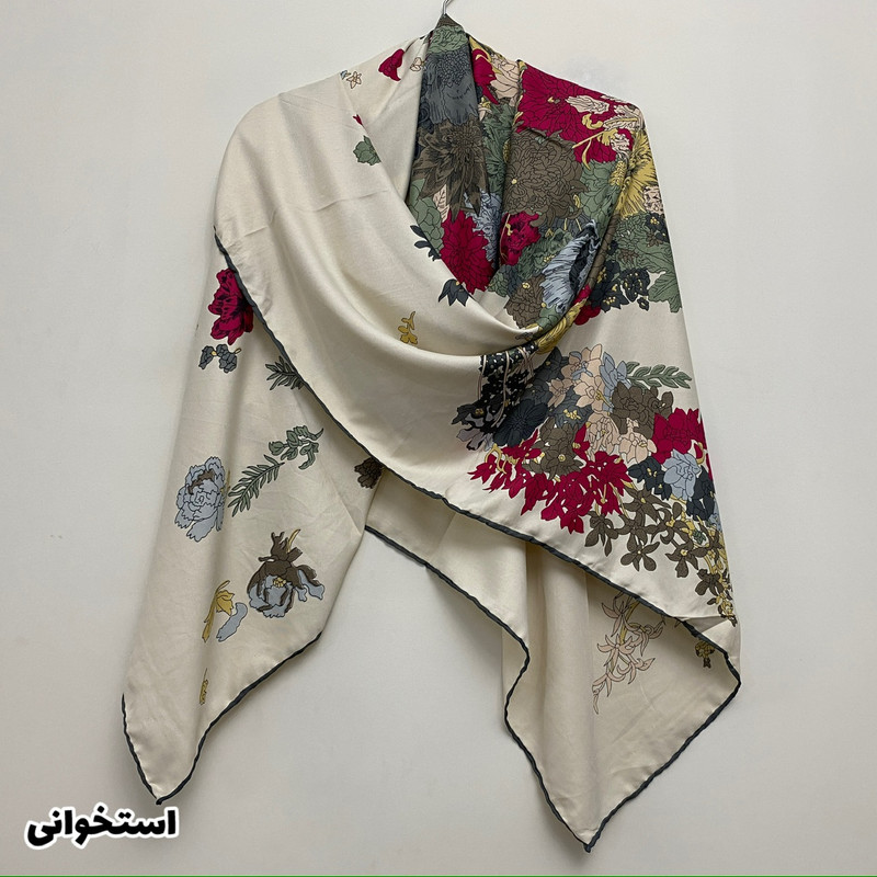 روسری زنانه مدل ابریشم توییل دست دوز کد 9669