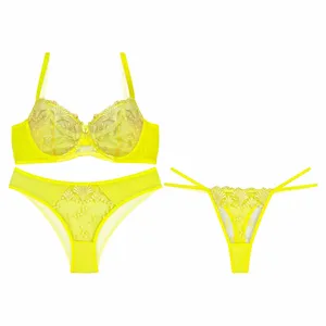 ست شورت و سوتین زنانه نوشه پوش کد 40910 رنگ زرد مجموعه 3 عددی