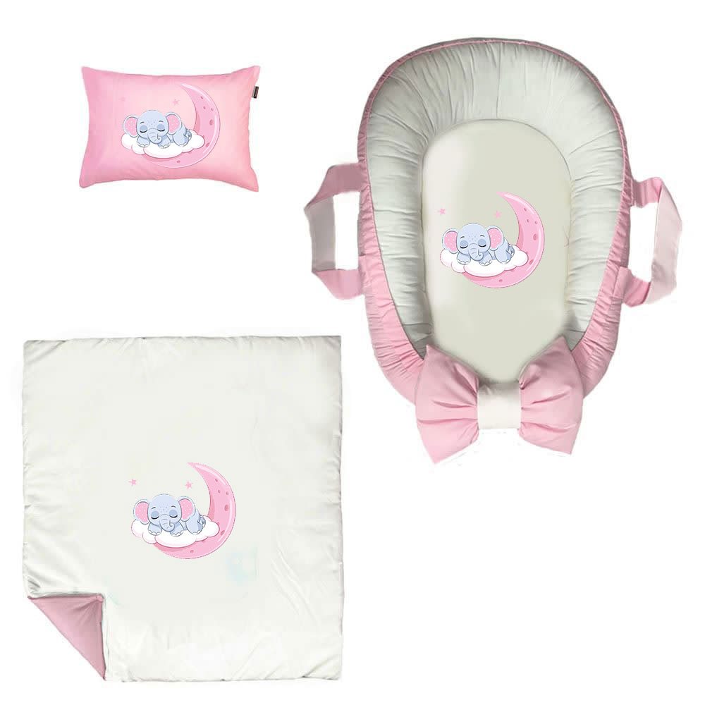 سرویس خواب سه تکه نوزاد ناریکو مدل گارد محافظ دار طرح فیل کوچولو کد 0153