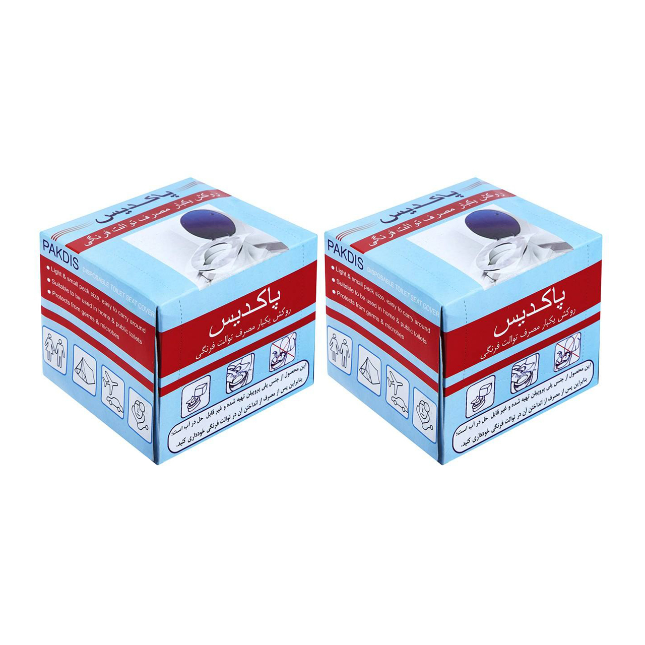 روکش یکبار مصرف توالت فرنگی پاکدیس سایز 40 × 40 سانتی متر بسته 2 عددی