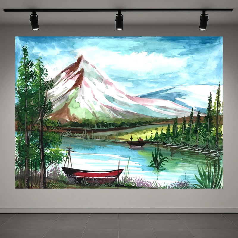 تابلو بوم طرح مخمل نقاشی رودخانه مدل کوهستان کد AR3059863