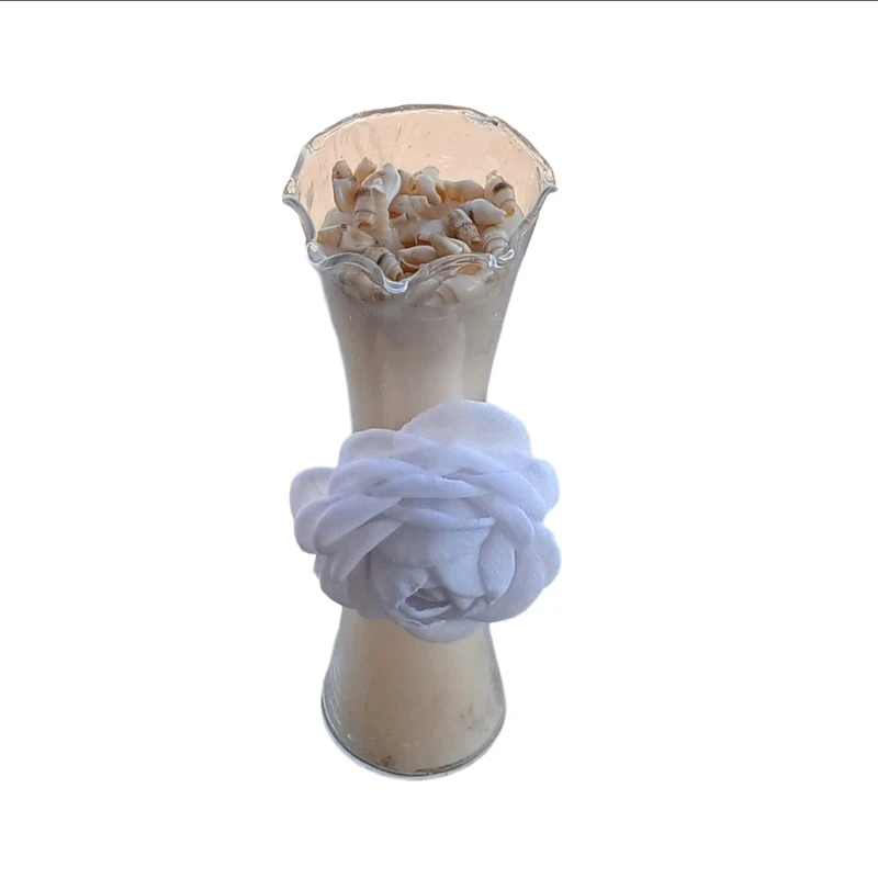 شمع لیوانی بدون بو مدل گل و صدف زمان اتمام 2 ساعت