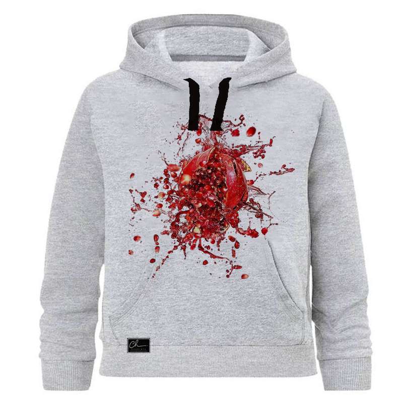 هودی دخترانه مدل انار کد J69 رنگ طوسی