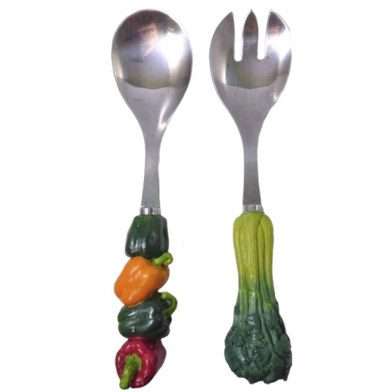 قاشق و چنگال سرو سالاد مدل سبزیجات بسته 2 عددی
