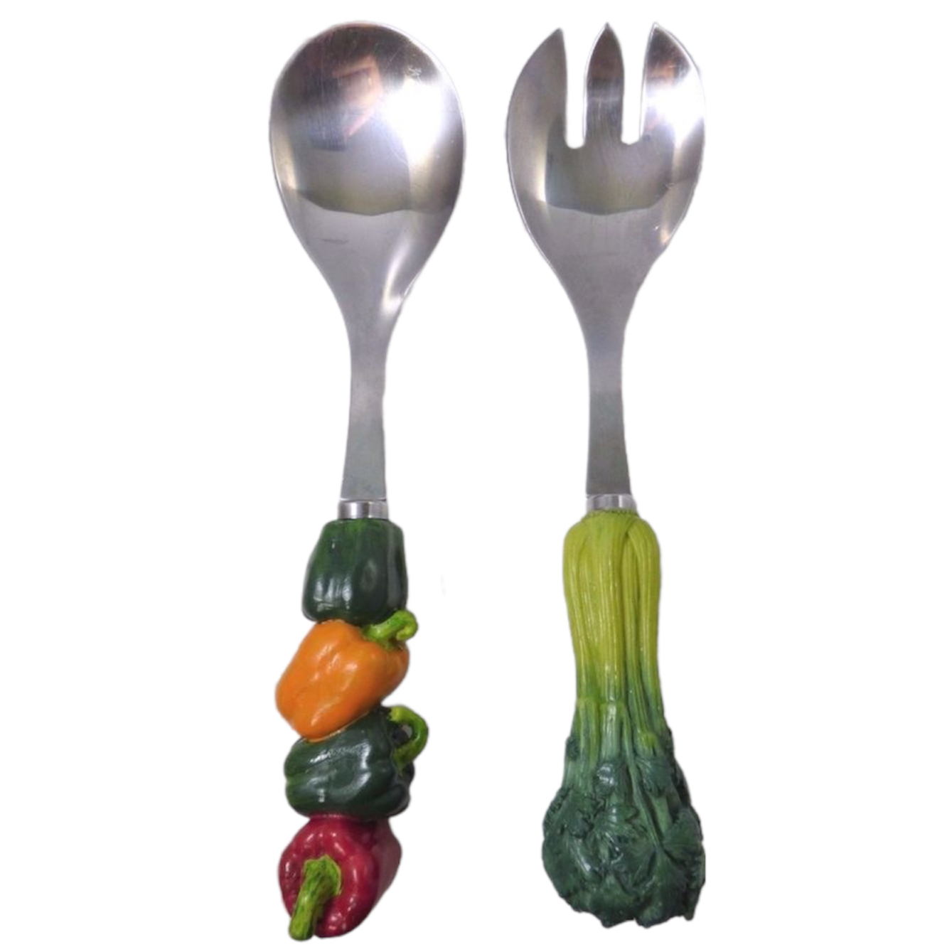 قاشق و چنگال سرو سالاد مدل سبزیجات بسته 2 عددی
