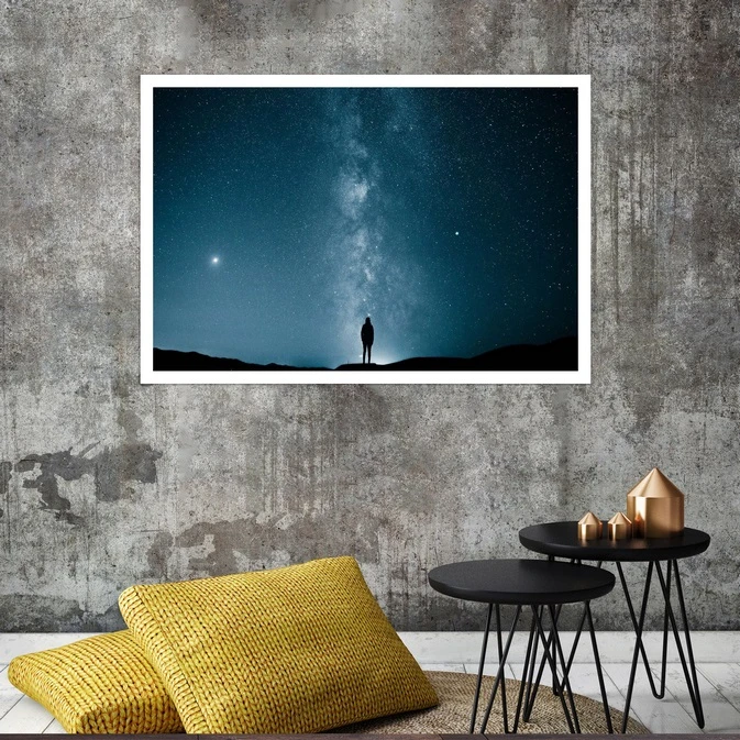 تابلو بکلیت طرح منظره آسمان شب مدل قاب شاسی W-s8272