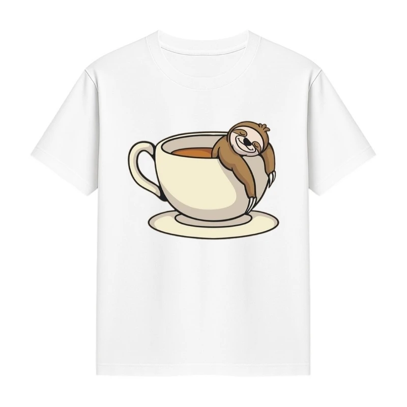 تی‌شرت آستین کوتاه دخترانه مدل تنبل و قهوه کد p2 