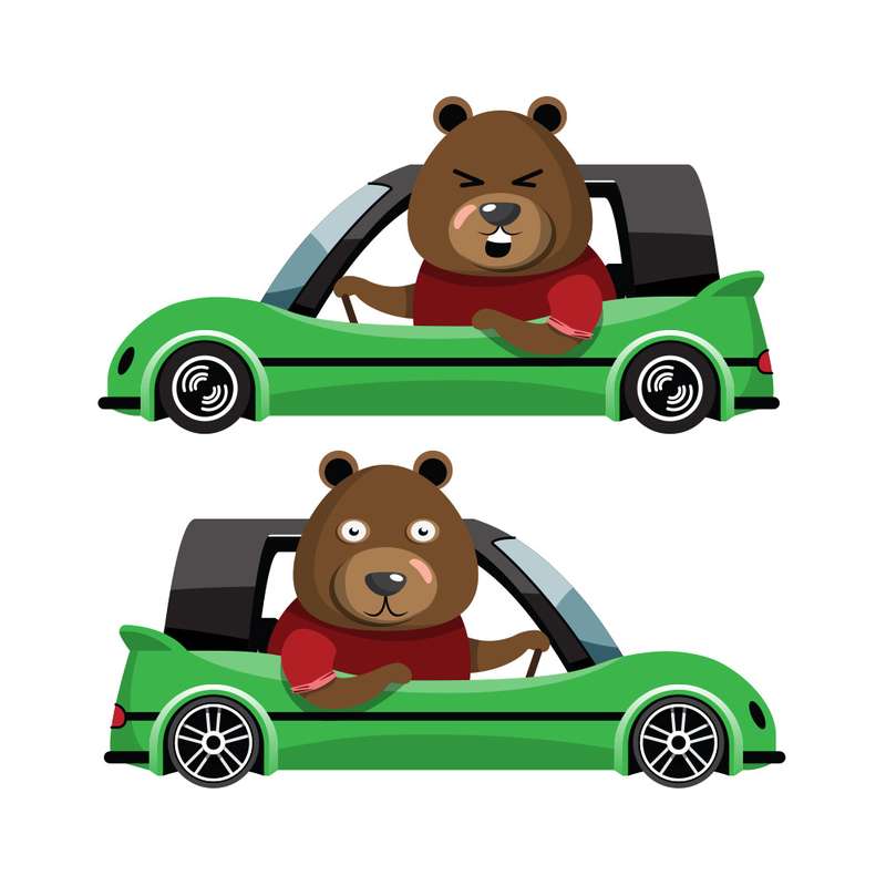 استیکر دیواری کودک مدل خرس راننده ماشین سبز مجموعه 2 عددی