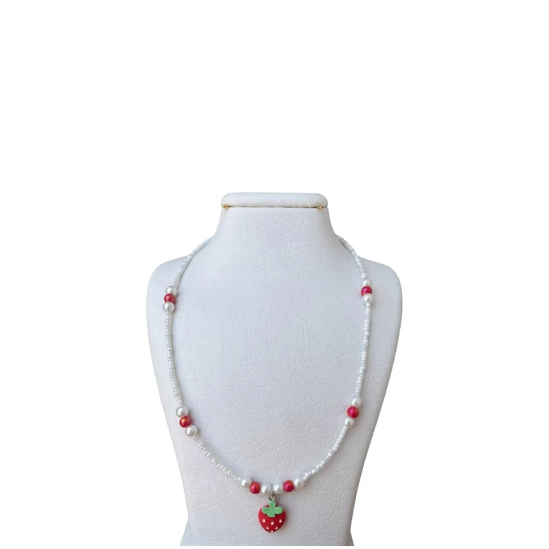 گردنبند دست ساز زنانه مدل توت فرنگی