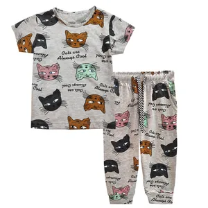 ست تی شرت و شلوار دخترانه مدل گربه