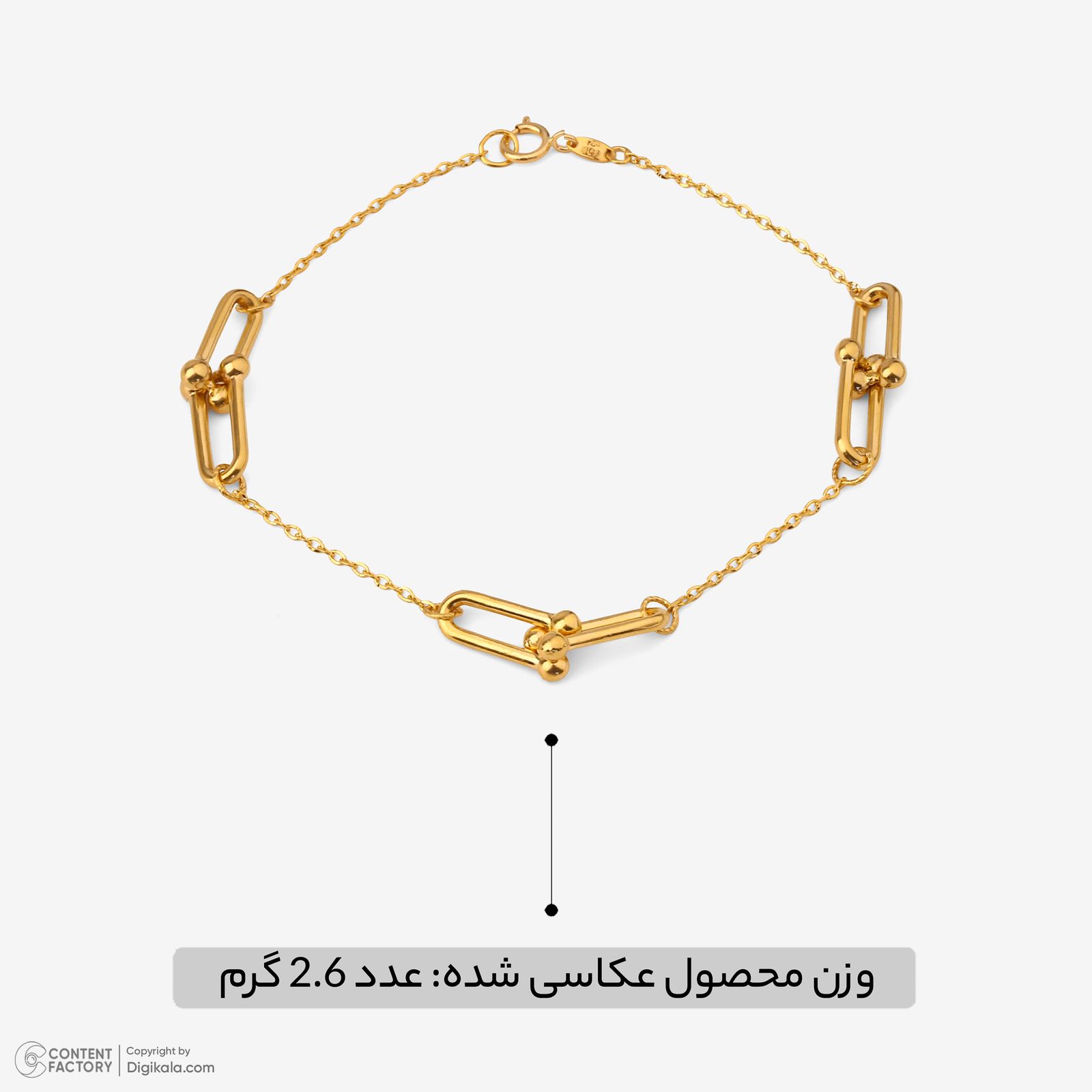 دستبند زنجیری طلا کم اجرت 18 عیار زنانه نگین مدل 111 -  - 3