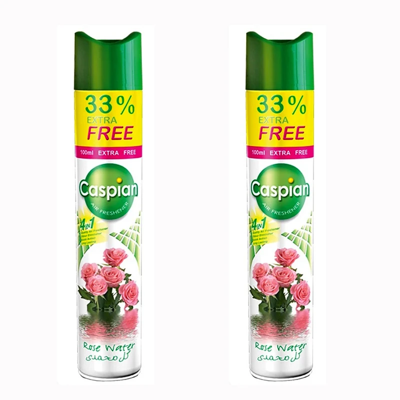 اسپری خوشبو کننده هوا کاسپین مدل Rose Water حجم 400 میلی لیتر بسته 2 عددی