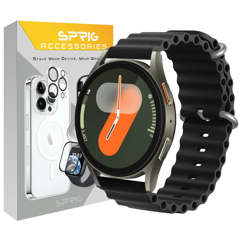 بند اسپریگ مدل Ocean مناسب برای ساعت هوشمند سامسونگ Galaxy Watch 4/5/6/7/FE سایز 40/43/44/46/47 میلی متری
