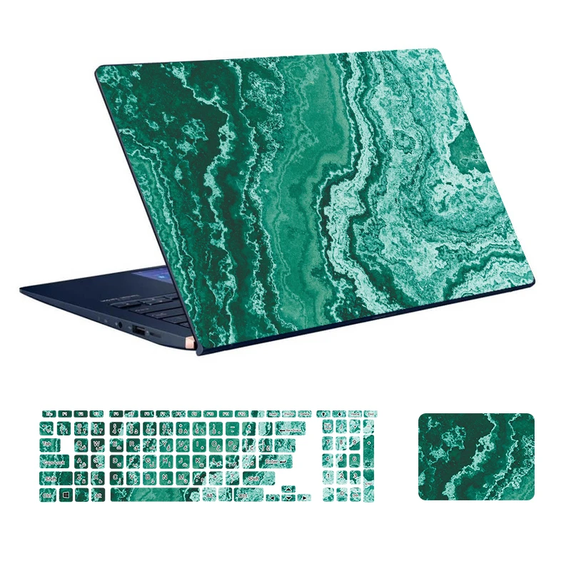  استیکر لپ تاپ توییجین و موییجین طرح Marble کد 79 مناسب برای لپ تاپ 15.6 اینچ به همراه برچسب حروف فارسی کیبورد 