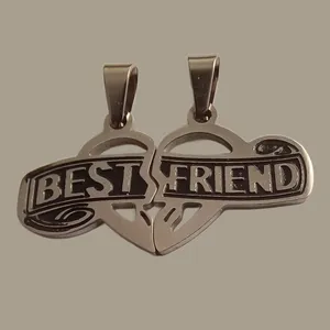 آویز گردنبند مدل قلب مکمل Best Friend مجموعه دو عددی