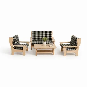 Miniature Wooden Furniture Set, Code Ga13-97, 4-Piece Set