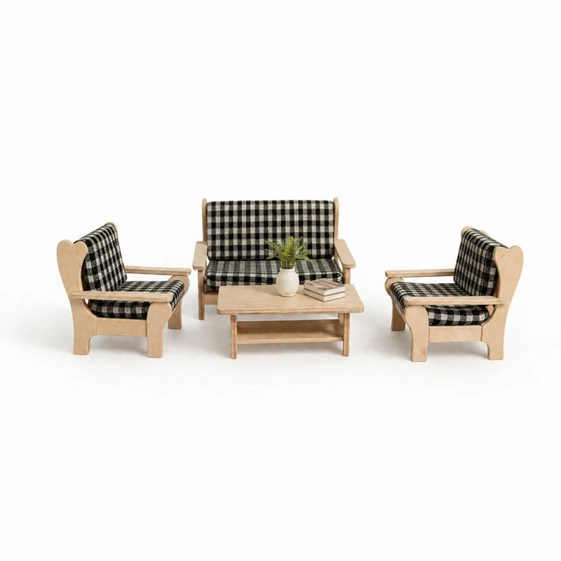 ست مبلمان چوبی مینیاتوری کد Ga13-97 مجموعه 4 عددی