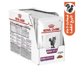 غذای پوچ گربه رویال کنین مدل P RENAL FISH ADULT وزن 85 گرم بسته 12 عددی