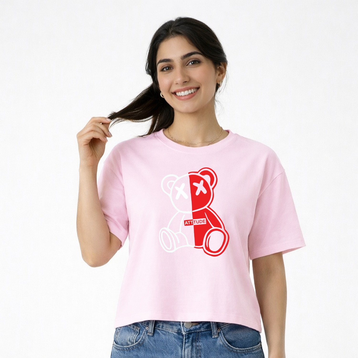 کراپ تی شرت آستین کوتاه زنانه مدل خرسی کد v38 کراپ تی شرت آستین کوتاه زنانه مدل خرسی کد v38