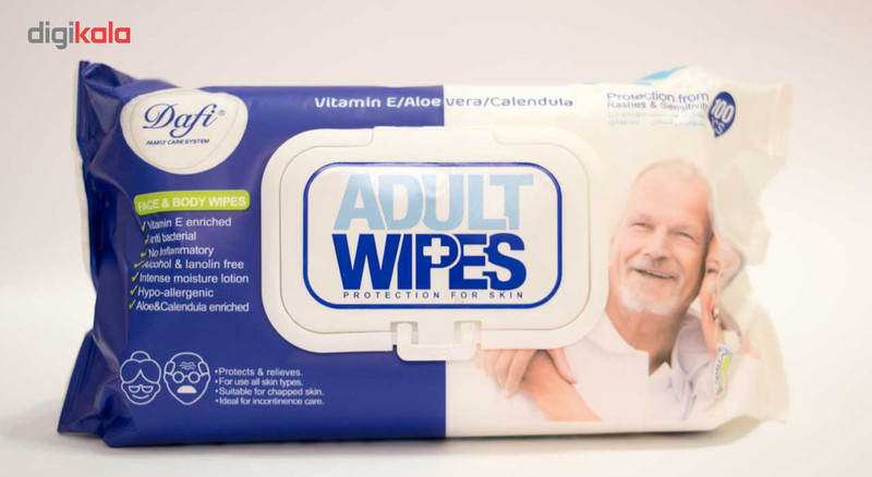 دستمال مرطوب دافی مدل Adult Wipes بسته 100 عددی