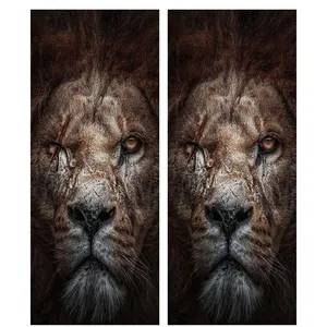 برچسب ستون خودرو طرح شیر کد BS050 بسته دو عددی