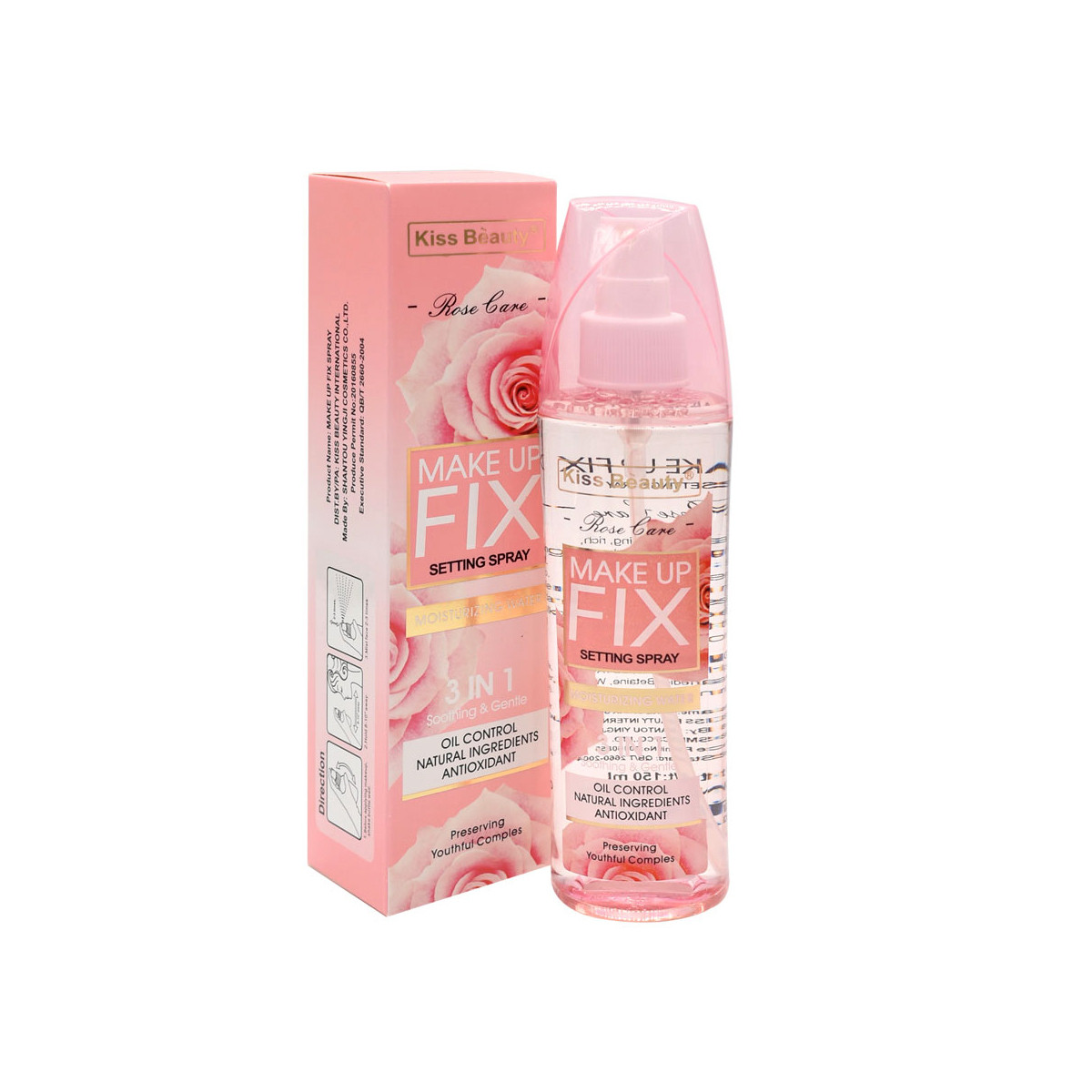 اسپری تثبیت کننده آرایش کیس بیوتی مدل 3IN1 ROSE حجم 150 میلی لیتر