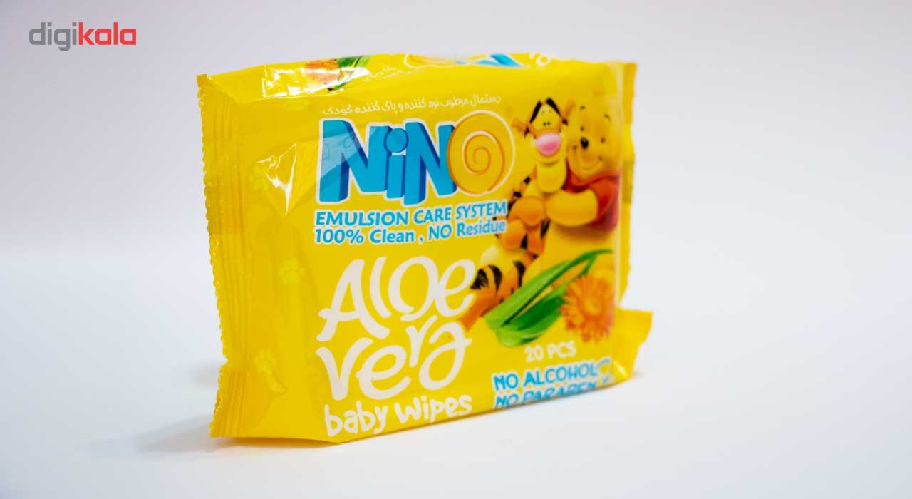 دستمال مرطوب کودک نینو مدل Aloevera بسته 20 عددی -  - 3