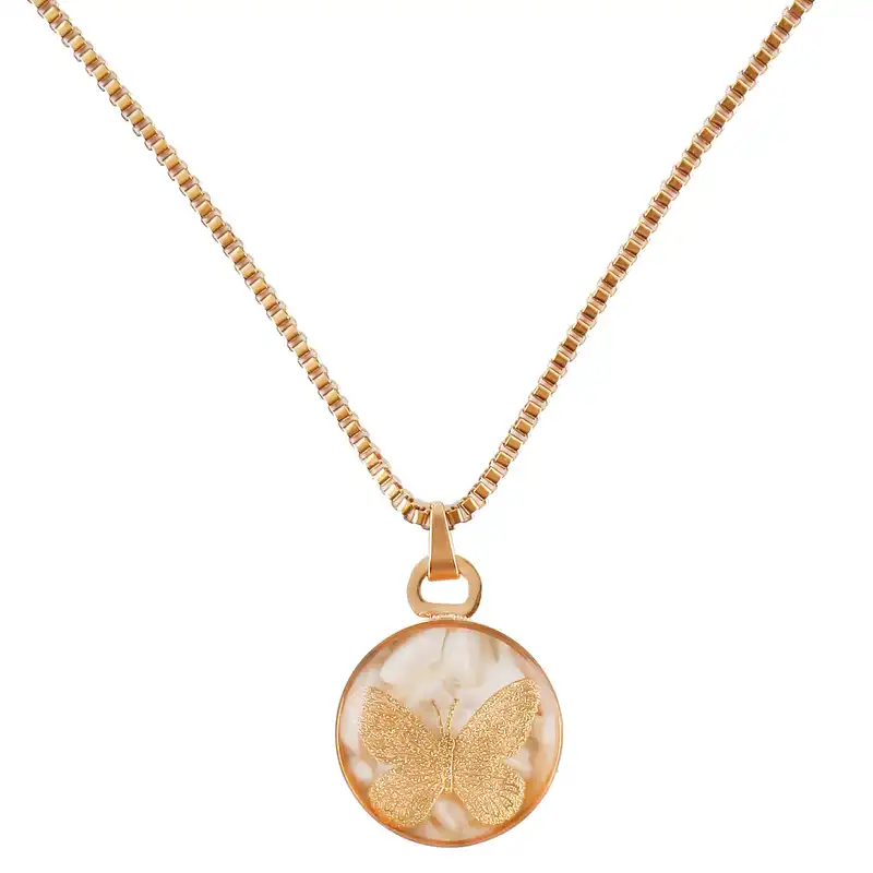 گردنبند ورق طلا گالری الون طرح پروانه کد 198253