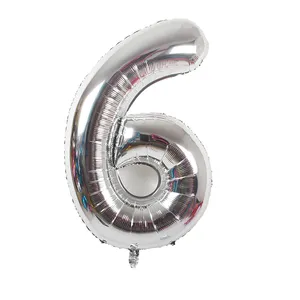 بادکنک فویلی عدد 6 هپی بری مدل silver