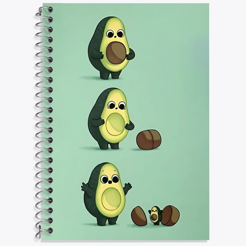 دفتر زبان 50 برگ خندالو مدل سه خط طرح آووکادو بامزه کد N3050