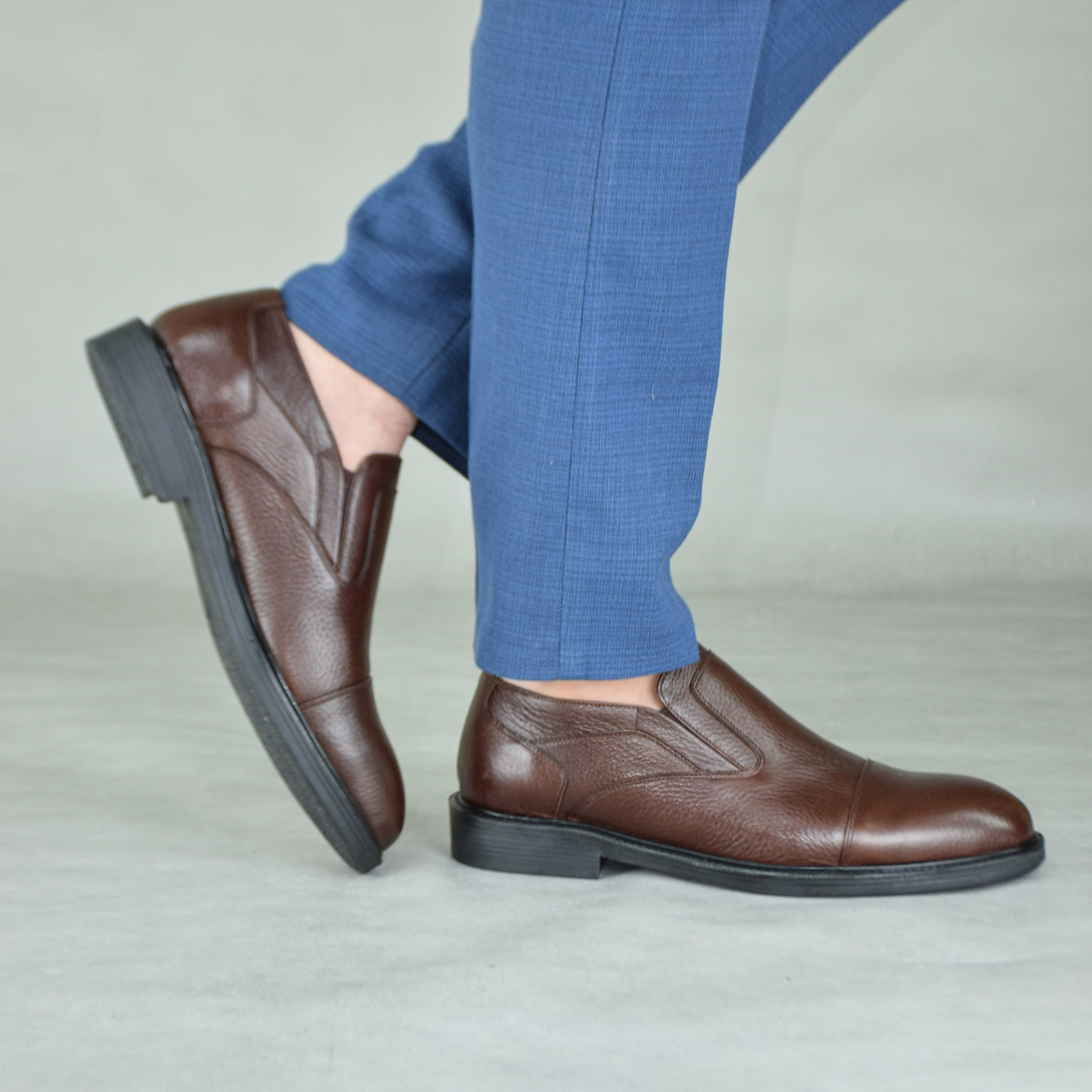 کفش مردانه کرمانی مدل چرم طبیعی کد 1082 رنگ قهوه ای -  - 2