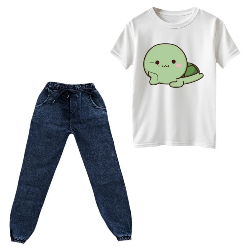 ست تی‌شرت و شلوار دخترانه مدل لاکپشت خسته