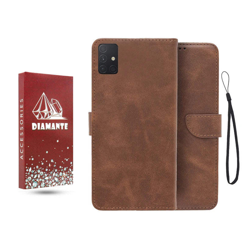 کیف کلاسوری دیامانته مدل جاکارتی بنددار مناسب برای گوشی موبایل سامسونگ Galaxy A51 به همراه بند آویز