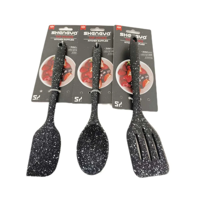 سرویس کفگیر 3 پارچه شنگیا مدل سیلیکونی کهکشانی طرح مینیاتوری