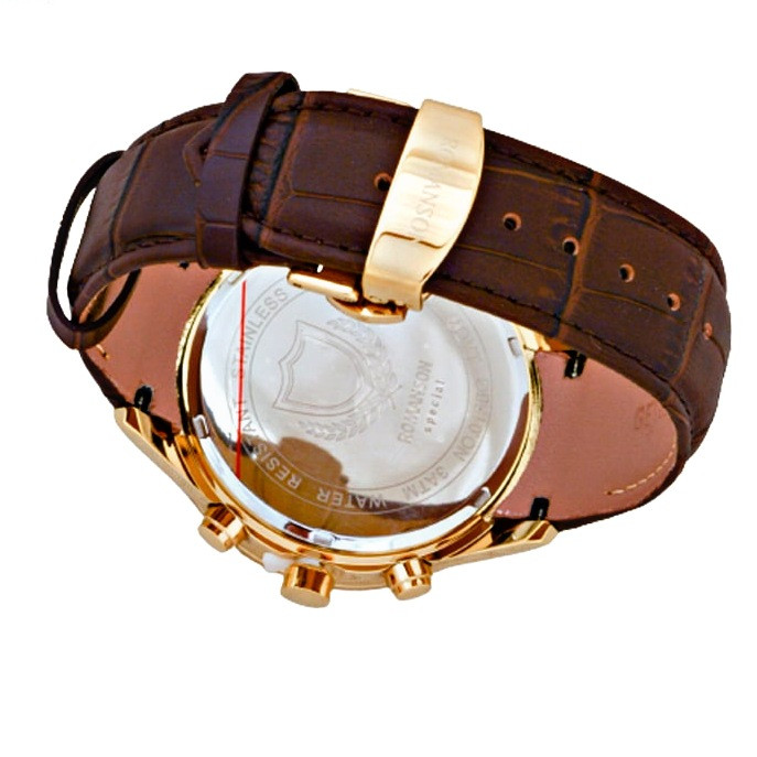 ساعت مچی عقربه‌ای مردانه رومانسون مدل بند چرمی سه موتور فعال کرنوگراف